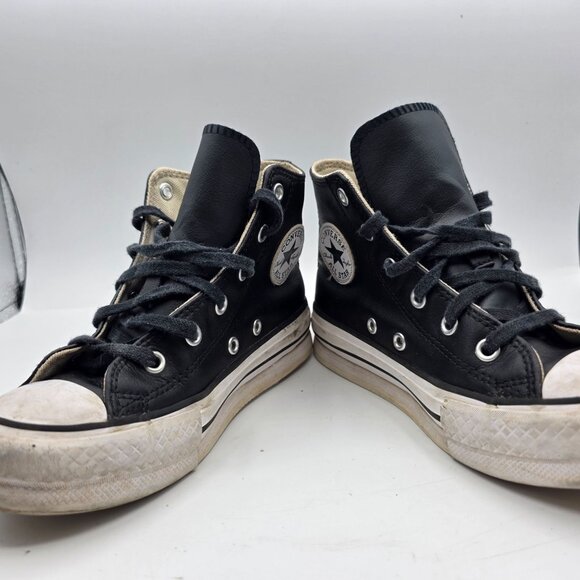 Converse Chuck Taylor Eva Lift Kids Size 1 Black White Platform Shoes A01015C - Picture 3 of 13